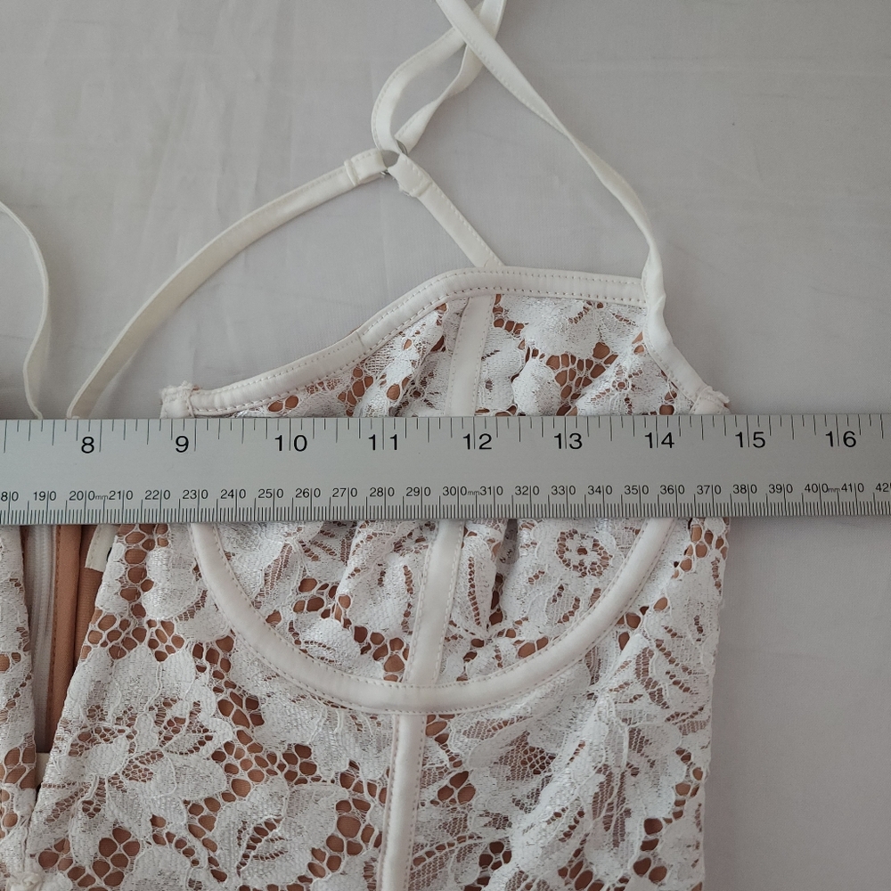 For Love & Lemons Julua Lace Corsett Mini Dress in White - Picture 9 of 11